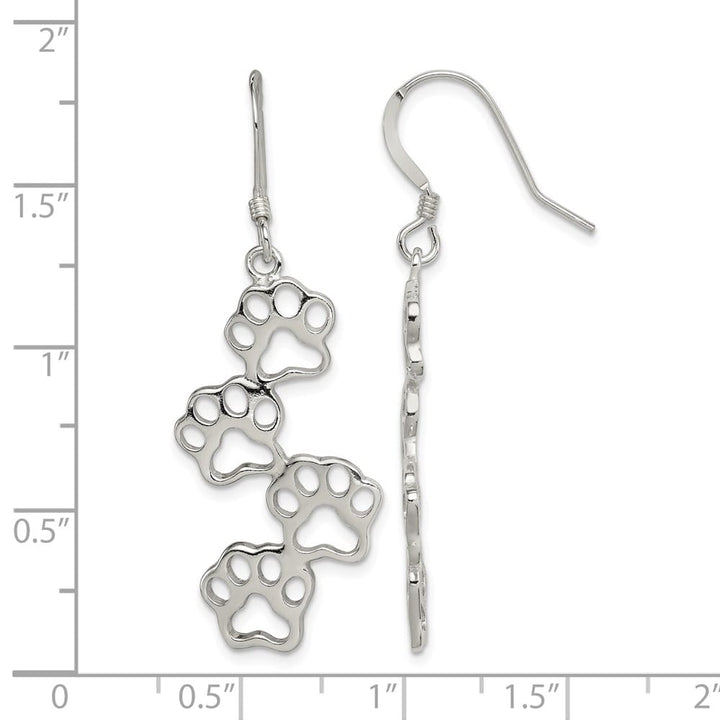 Sterling Silver Four Paw Prints Earrings, view 4 of 4