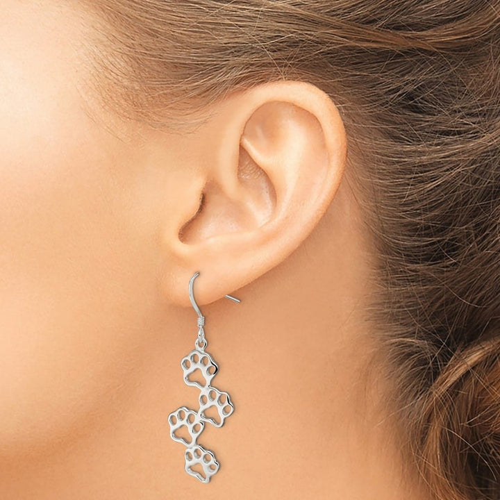 Sterling Silver Four Paw Prints Earrings, view 3 of 4
