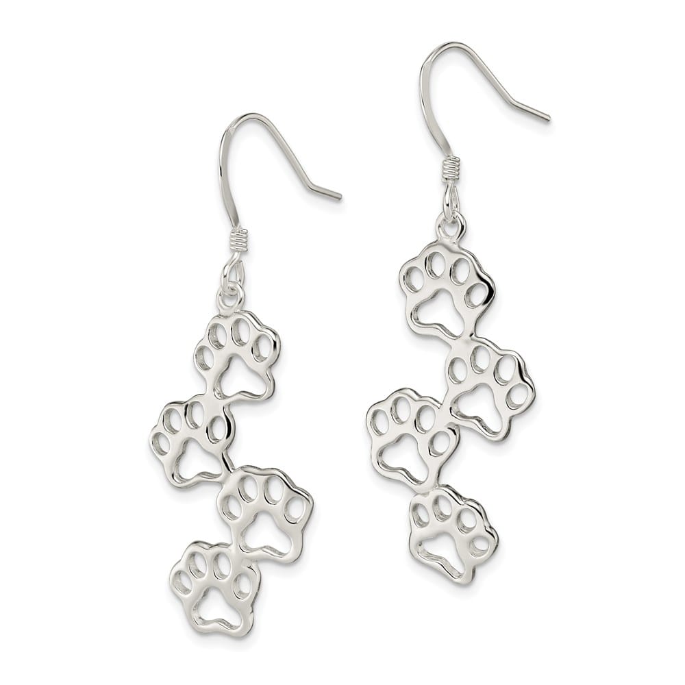 Sterling Silver Four Paw Prints Earrings, view 2 of 4