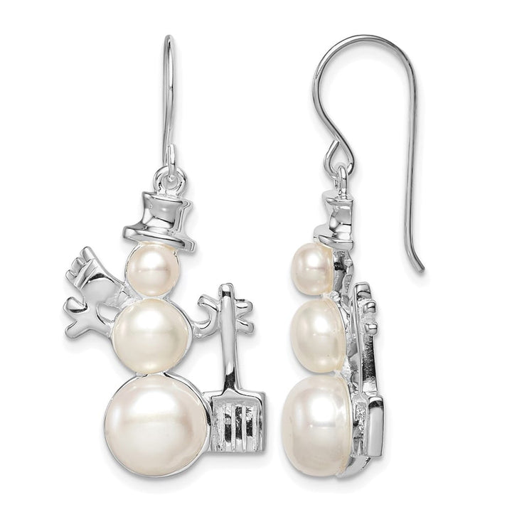Sterling Silver FW Cultured Pearl Snowman Earrings, view 1 of 4