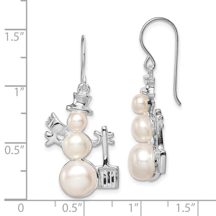 Sterling Silver FW Cultured Pearl Snowman Earrings, view 4 of 4