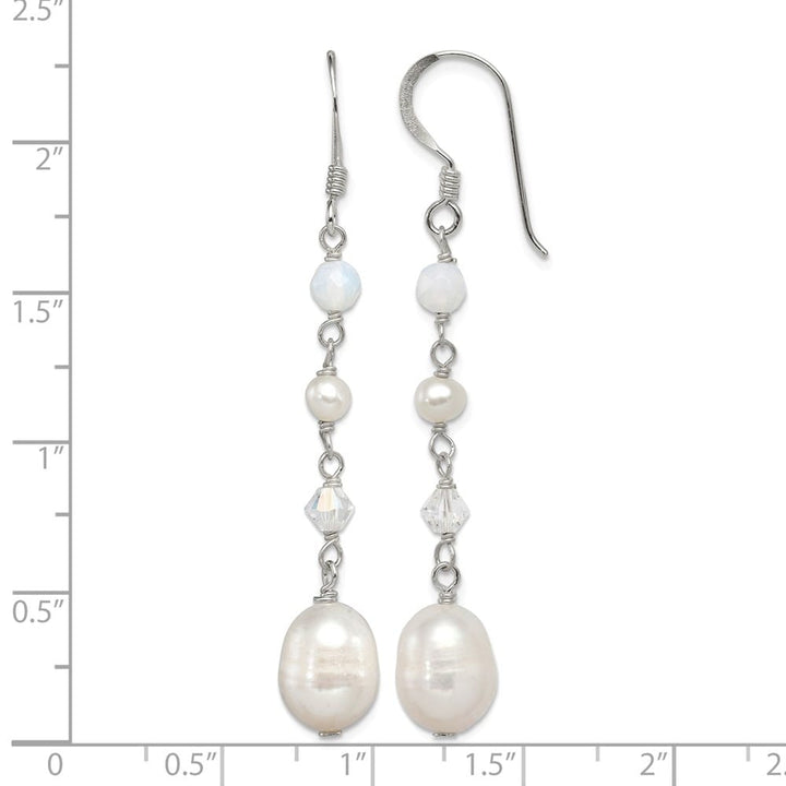 Sterling Silver Fwc Pearl/Opalite Crystal/Crystal Dangle Earrings, view 4 of 4