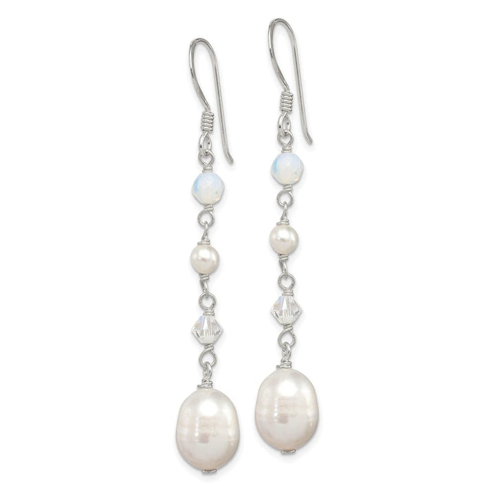 Sterling Silver Fwc Pearl/Opalite Crystal/Crystal Dangle Earrings, view 2 of 4