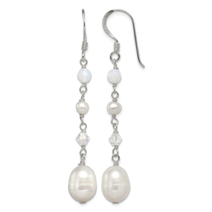 Sterling Silver Fwc Pearl/Opalite Crystal/Crystal Dangle Earrings, view 1 of 4