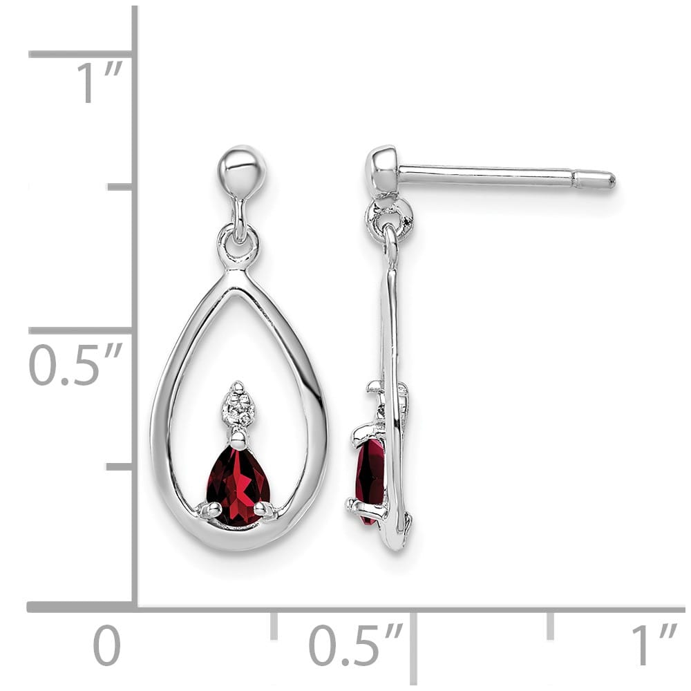 Sterling Silver Garnet and Diamond Post Earrings, view 4 of 4