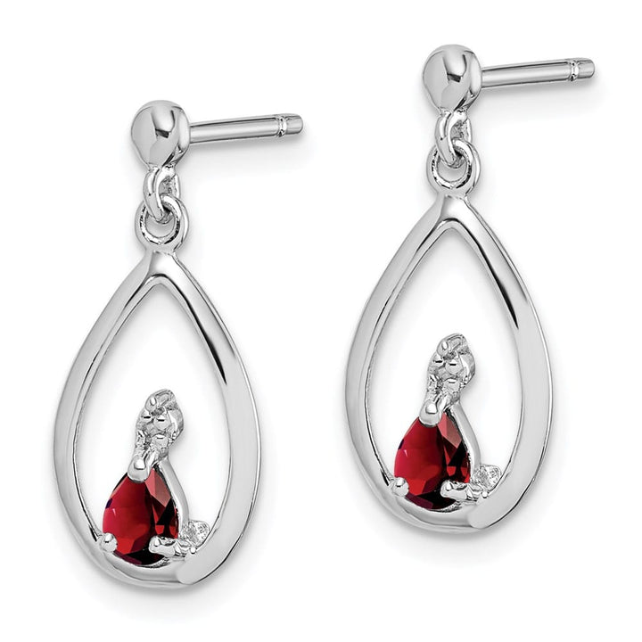 Sterling Silver Garnet and Diamond Post Earrings, view 2 of 4