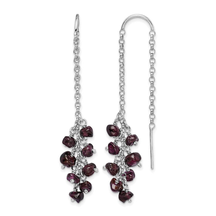 Sterling Silver Garnet Cluster Dangle Earrings, view 1 of 4