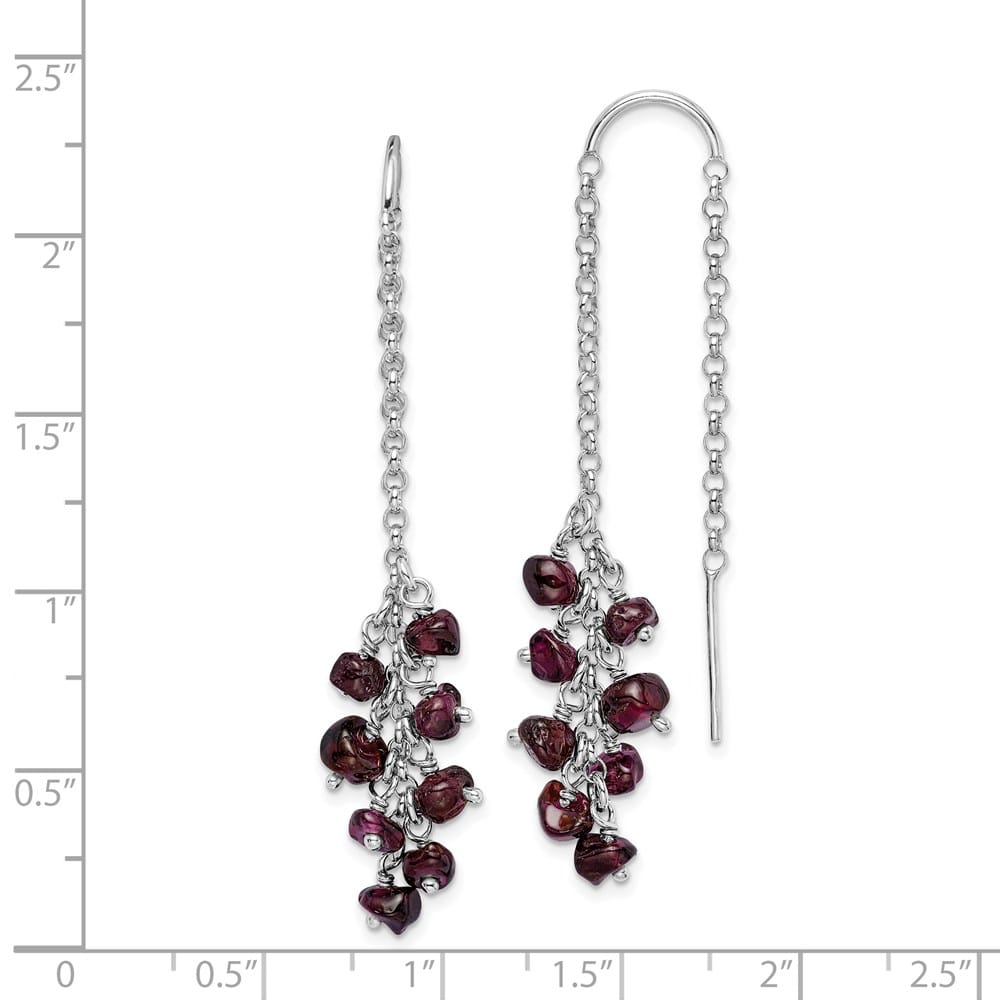 Sterling Silver Garnet Cluster Dangle Earrings, view 4 of 4
