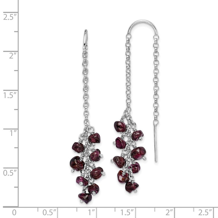 Sterling Silver Garnet Cluster Dangle Earrings, view 4 of 4