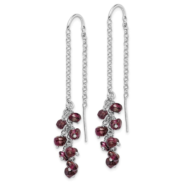 Sterling Silver Garnet Cluster Dangle Earrings, view 2 of 4