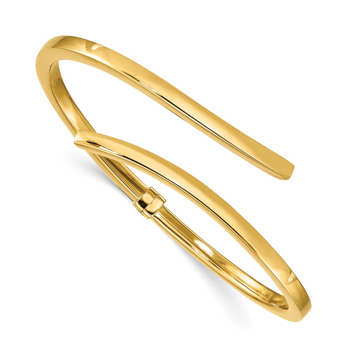 Sterling Silver Gold-plated Polished Bypass Hinged Bangle