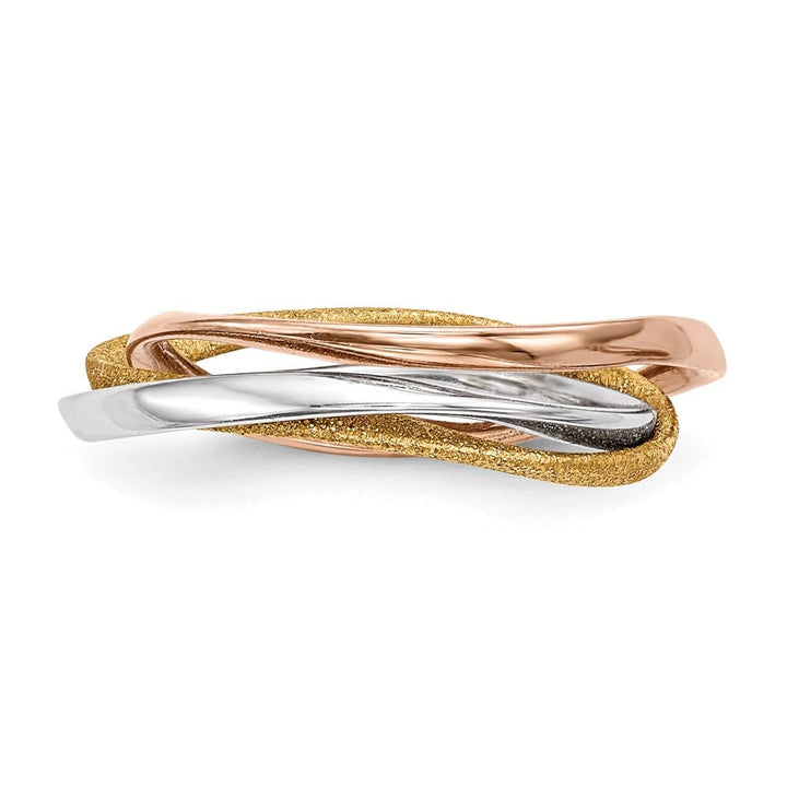 Sterling Silver Gold & Rose Gold-tone Intertwined Ring