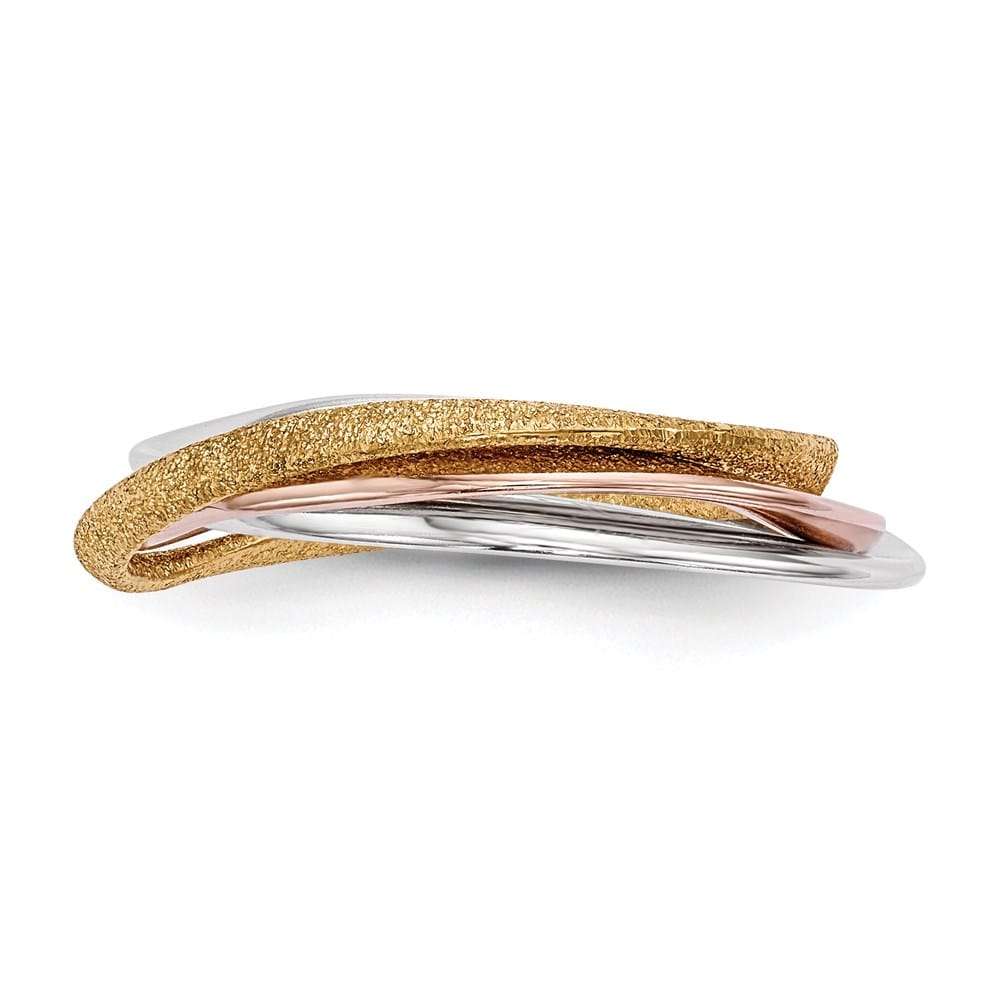 Sterling Silver Gold & Rose Gold-tone Intertwined Ring