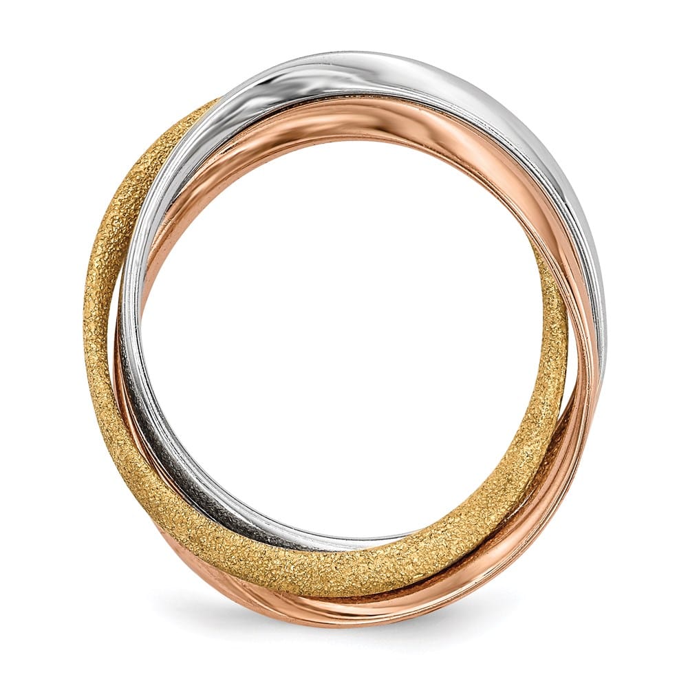 Sterling Silver Gold & Rose Gold-tone Intertwined Ring