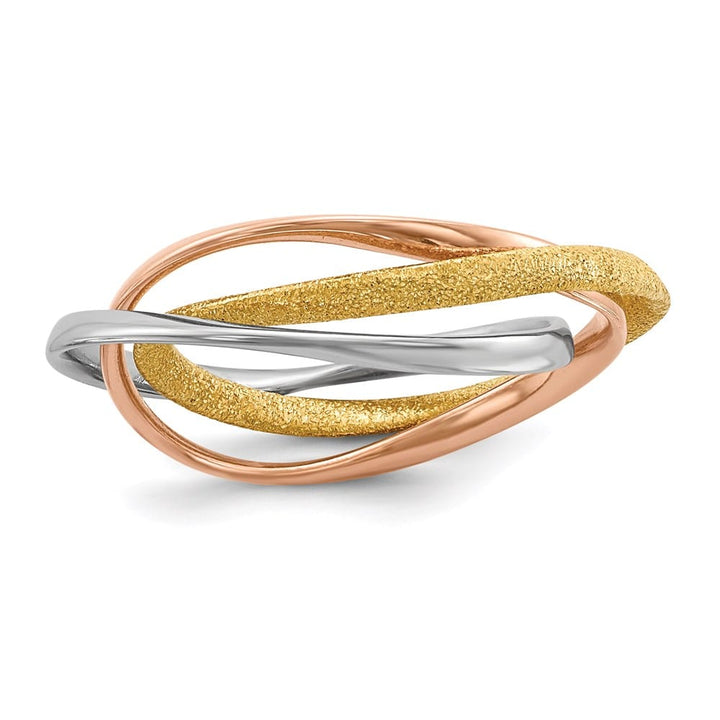 Sterling Silver Gold & Rose Gold-tone Intertwined Ring