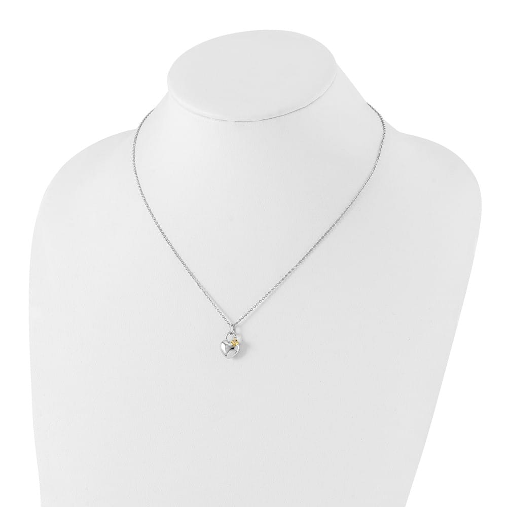 Sterling Silver Gold-tone Diamond Double Heart 20 inch Necklace