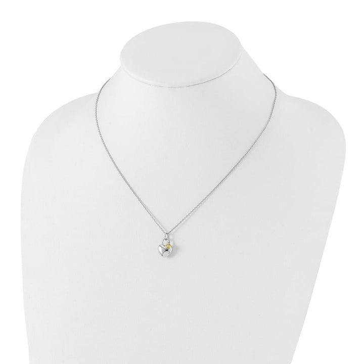 Sterling Silver Gold-tone Diamond Double Heart 20 inch Necklace