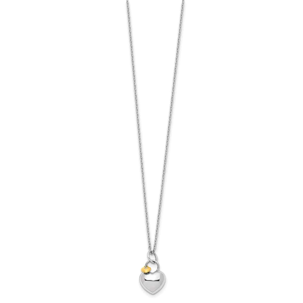 Sterling Silver Gold-tone Diamond Double Heart 20 inch Necklace