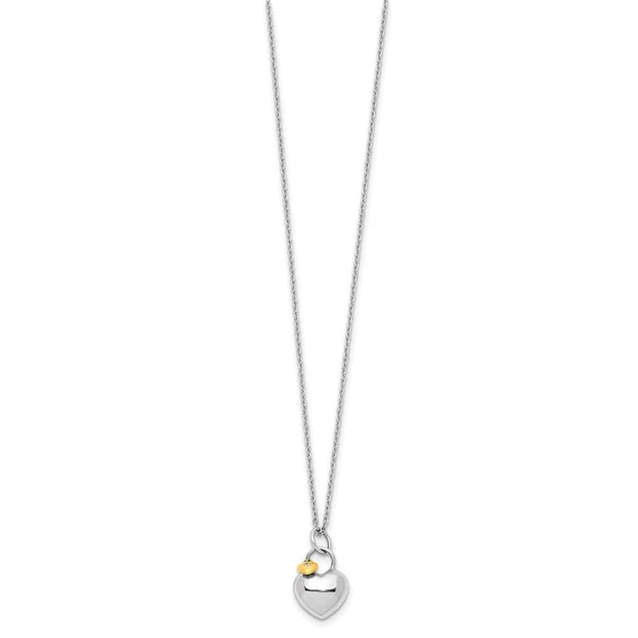 Sterling Silver Gold-tone Diamond Double Heart 20 inch Necklace