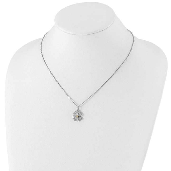Sterling Silver Gold-tone Diamond Four Hearts 20 inch Necklace