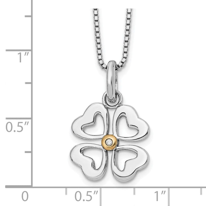 Sterling Silver Gold-tone Diamond Four Hearts 20 inch Necklace