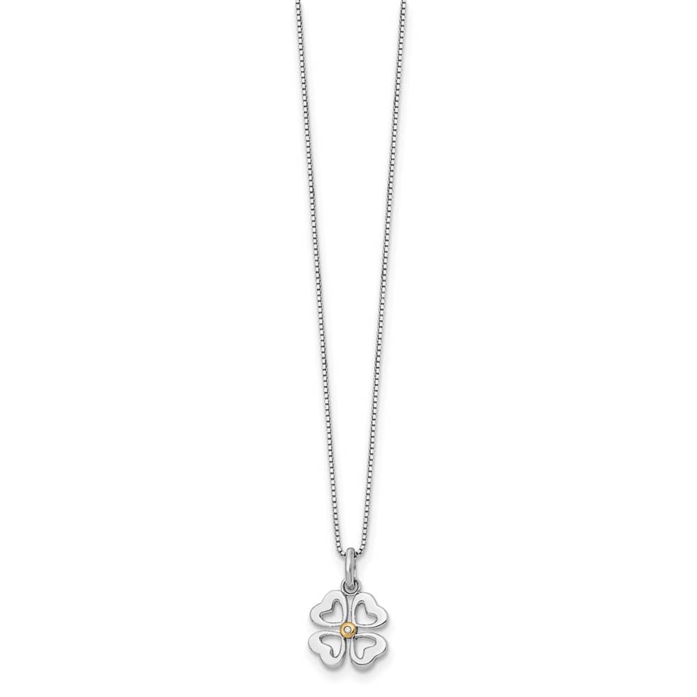 Sterling Silver Gold-tone Diamond Four Hearts 20 inch Necklace