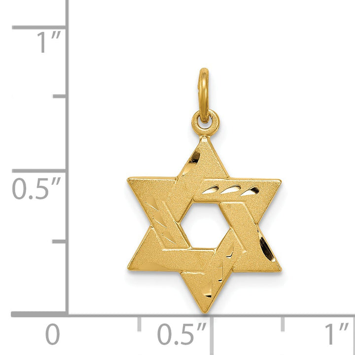 Sterling Silver Gold-tone Engraved Jewish Star Pendant