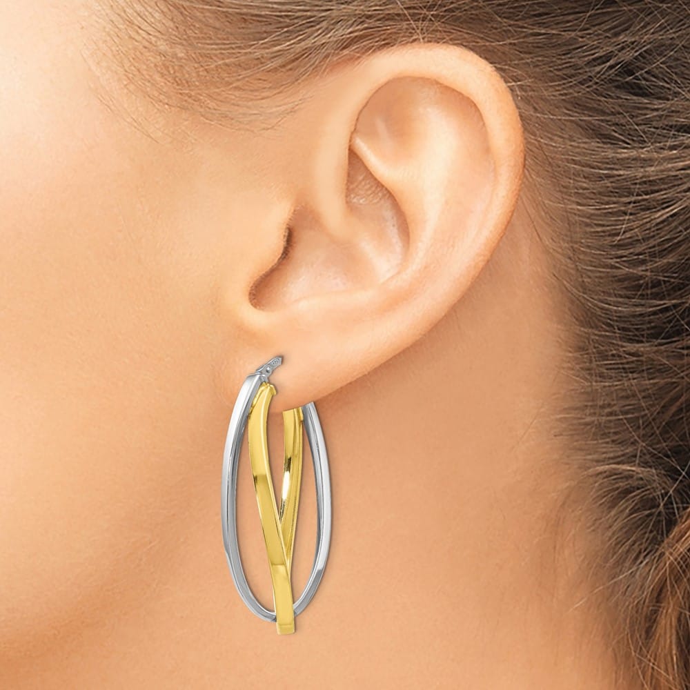Sterling Silver Gold-Tone Polished Hoop Earrings