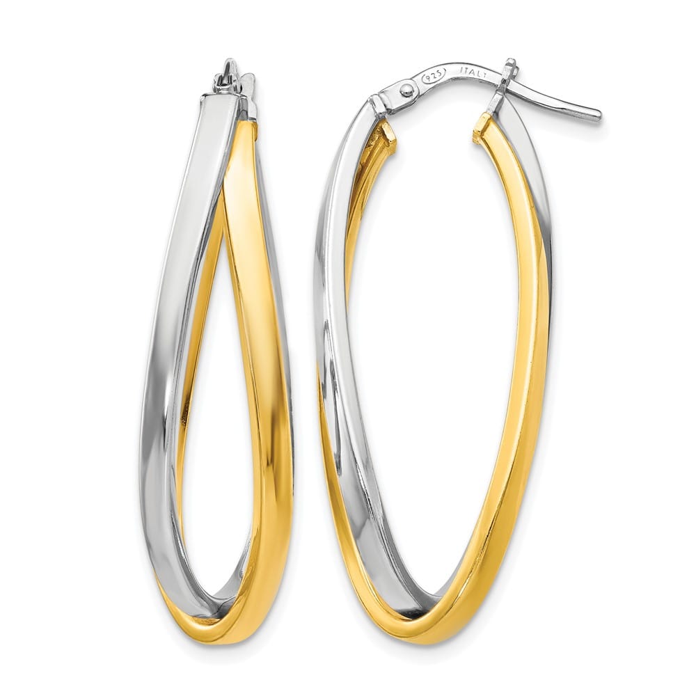 Sterling Silver Gold-Tone Polished Hoop Earrings