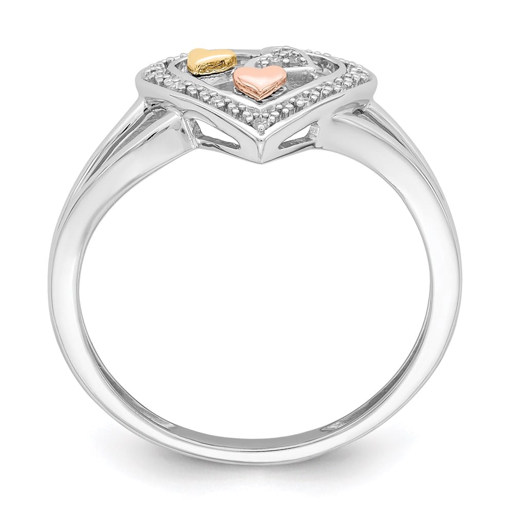 Sterling Silver Gold-tone & Rose-tone Accent Diamond Ring