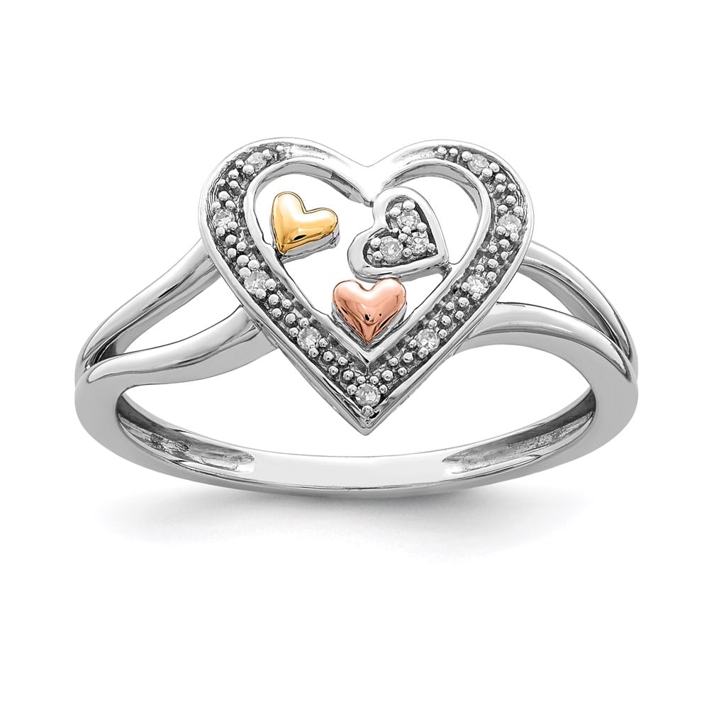 Sterling Silver Gold-tone & Rose-tone Accent Diamond Ring