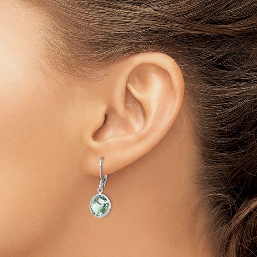 Sterling Silver Green Earrings, view 3 of 16