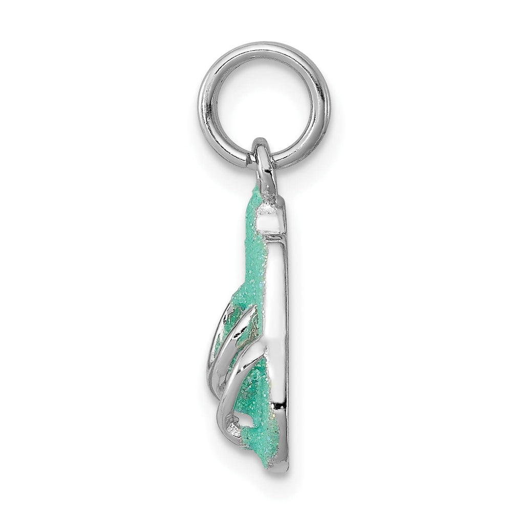 Sterling Silver Green Enamel Flip Flops Charm