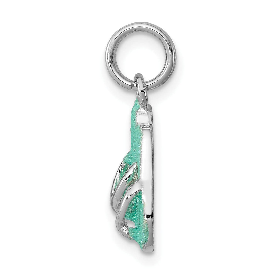 Sterling Silver Green Enamel Flip Flops Charm