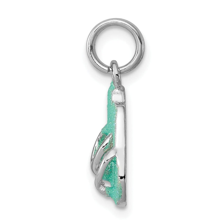 Sterling Silver Green Enamel Flip Flops Charm
