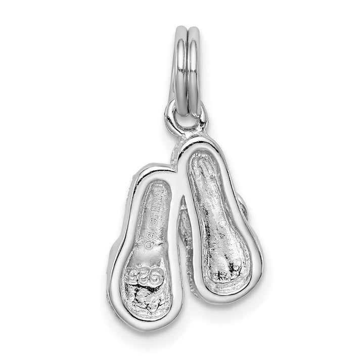 Sterling Silver Green Enamel Flip Flops Charm
