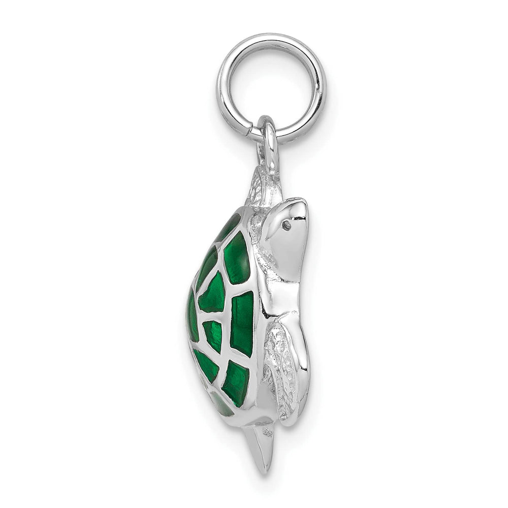Sterling Silver Green Enamel Turtle Charm