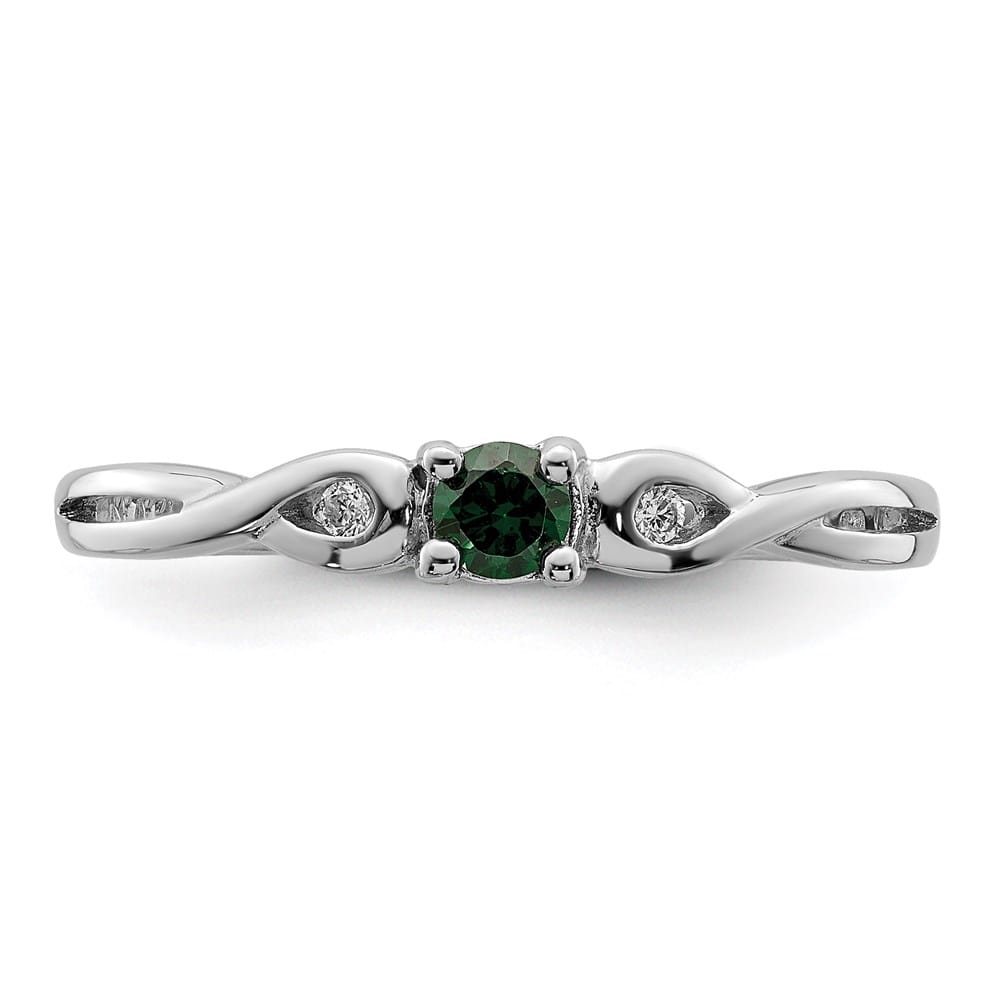 Sterling Silver Green & White CZ Ring