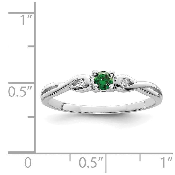 Sterling Silver Green & White CZ Ring