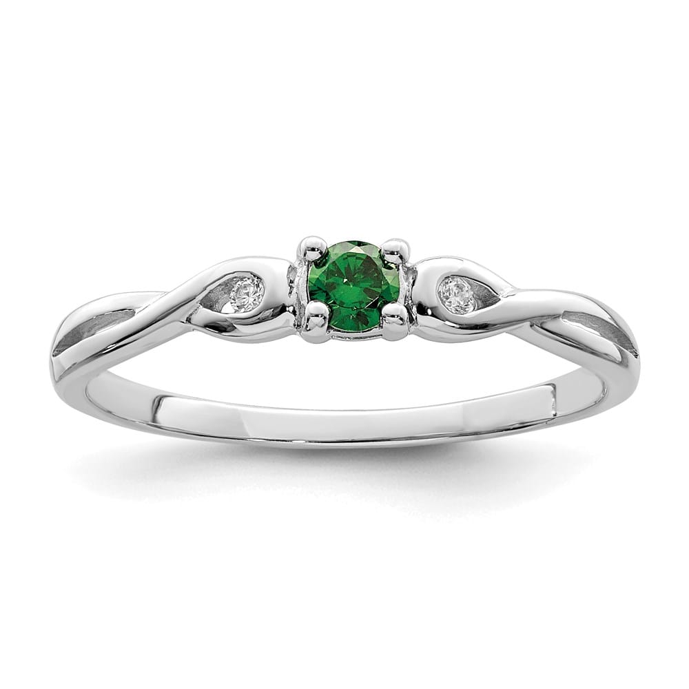 Sterling Silver Green & White CZ Ring