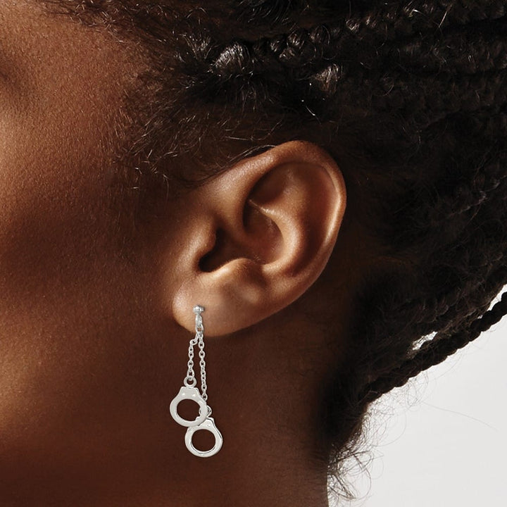 Sterling Silver Hand Cuff Dangle Post Earrings, view 3 of 4