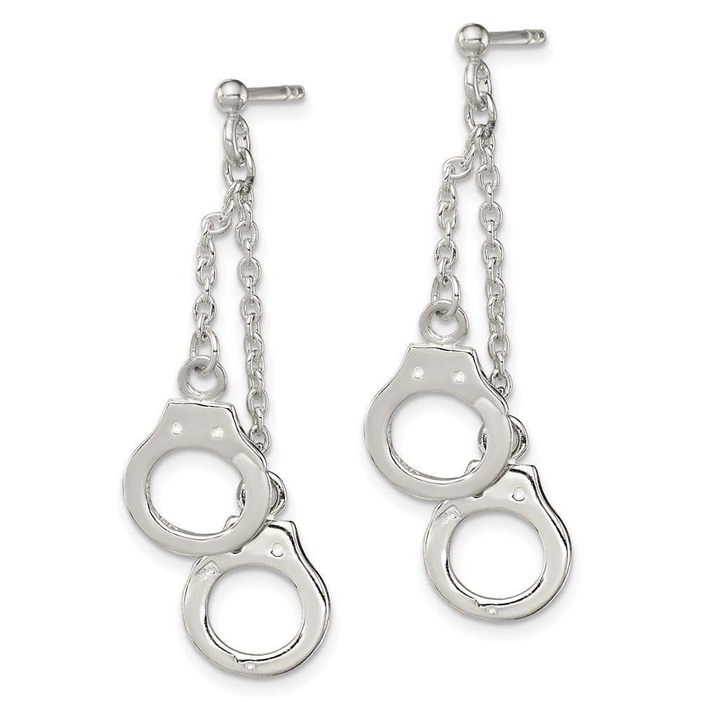 Sterling Silver Hand Cuff Dangle Post Earrings, view 2 of 4