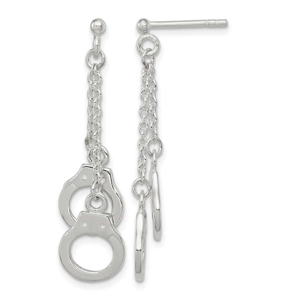 Sterling Silver Hand Cuff Dangle Post Earrings, view 1 of 4