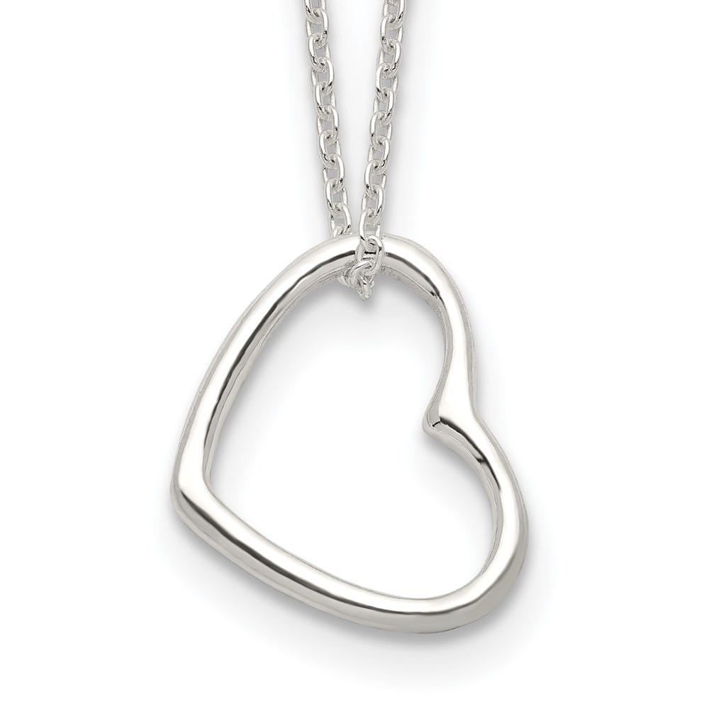 Sterling Silver Heart 14 Inch with 2 Inch Extension Necklace