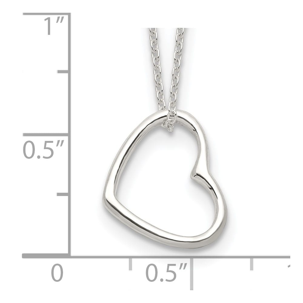 Sterling Silver Heart 14 Inch with 2 Inch Extension Necklace