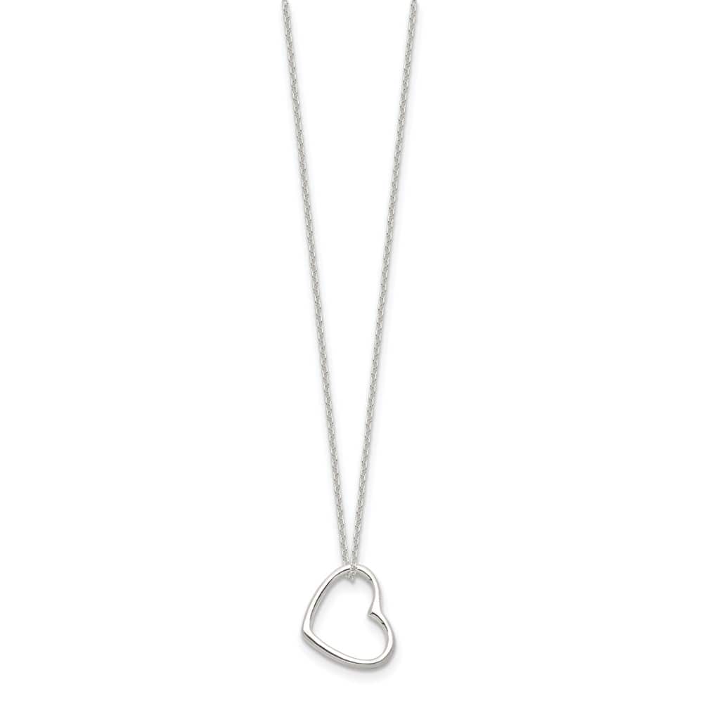 Sterling Silver Heart 14 Inch with 2 Inch Extension Necklace