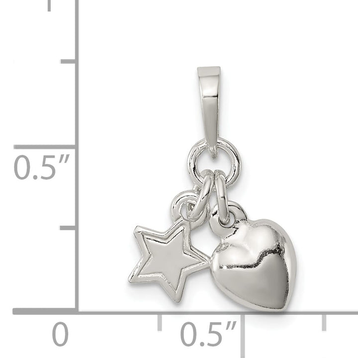 Sterling Silver Heart and Star Pendant
