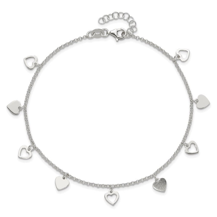 Sterling Silver Heart Charms 1.5 mm Anklet