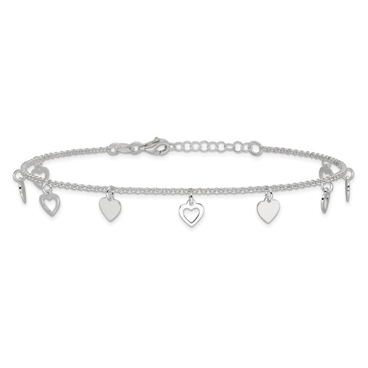 Sterling Silver Heart Charms 1.5 mm Anklet