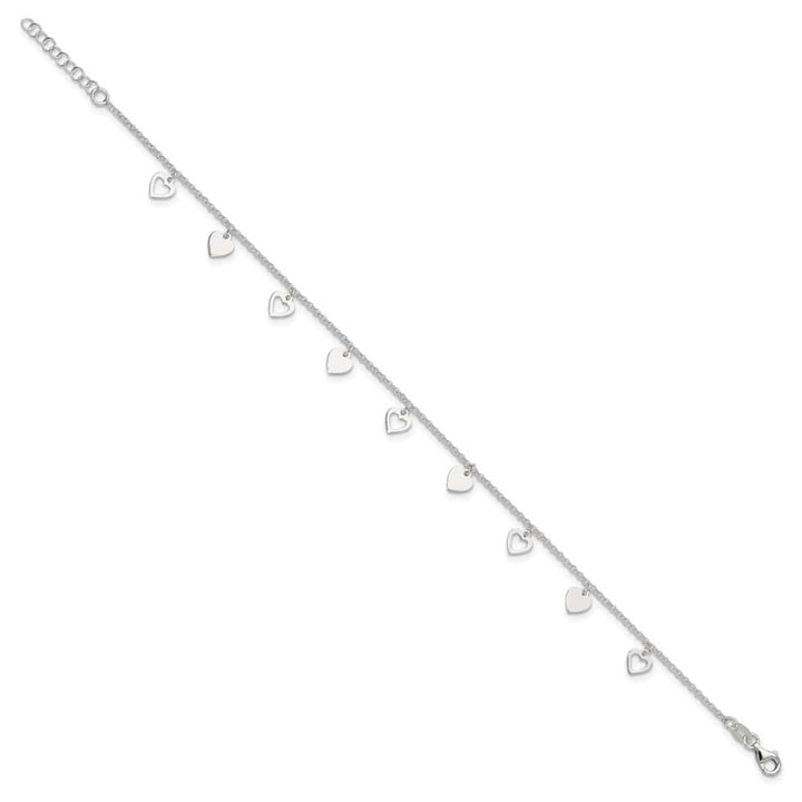 Sterling Silver Heart Charms 1.5 mm Anklet